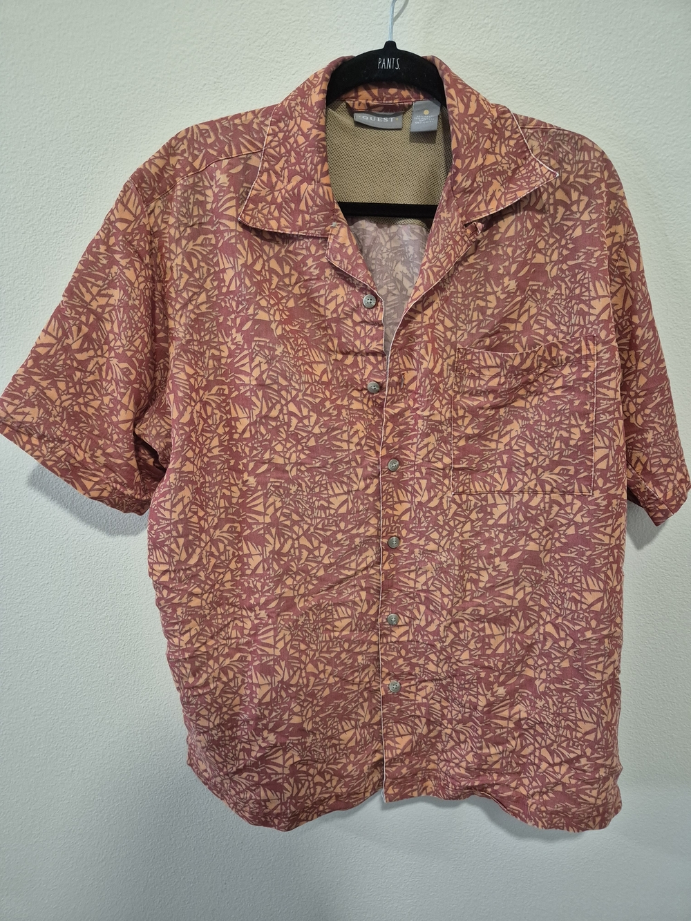 Casual Short Sleeve Button-Down Shirt - Dusty Rose Pattern
